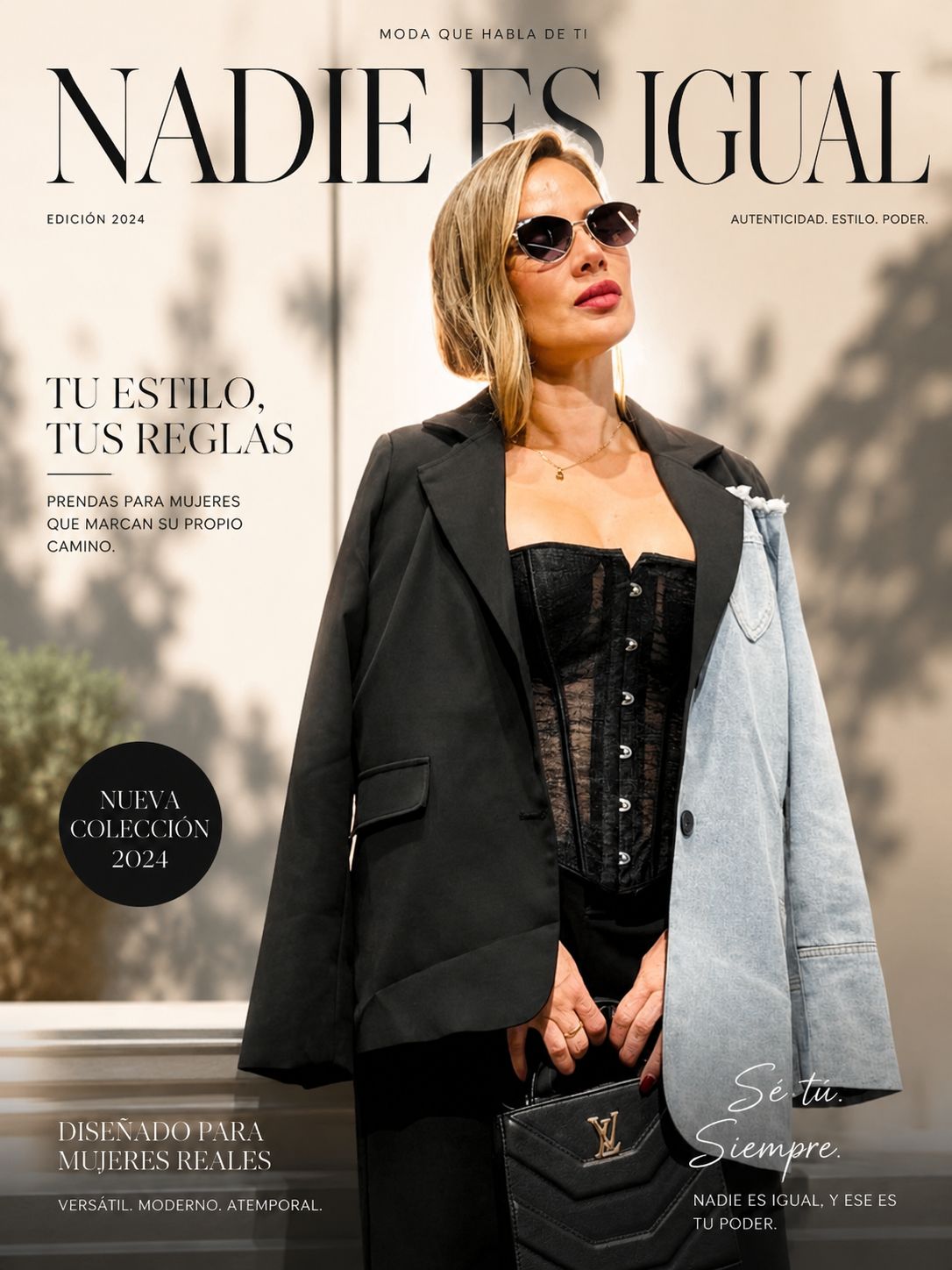 Look casual con denim y corsé